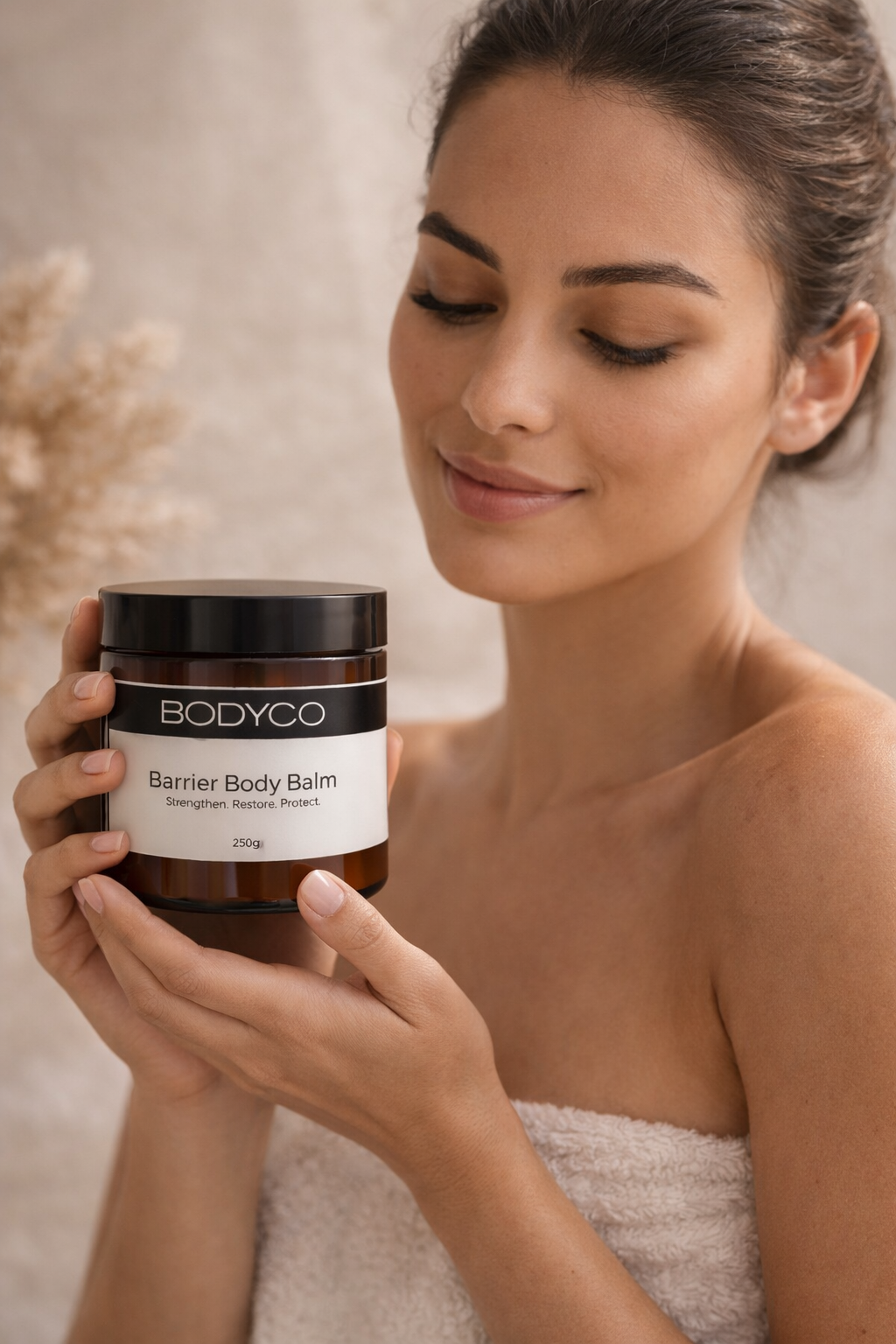 Woman holding Barrier Body Balm